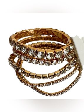 Boho A New Day Cupchain Rhinestone Stretch Bracelet Set of 5 NWT